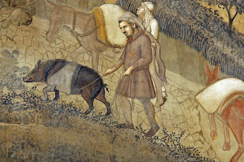 Cinta senese, particolare degli 'Effetti del Buongoverno in campagna' di Ambrogio Lorenzetti