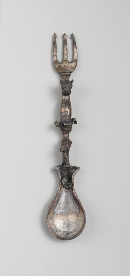 Cucchiaio d’argento con forchetta, epoca Romana, III sec. d.C., Metropolitan Museum, New York