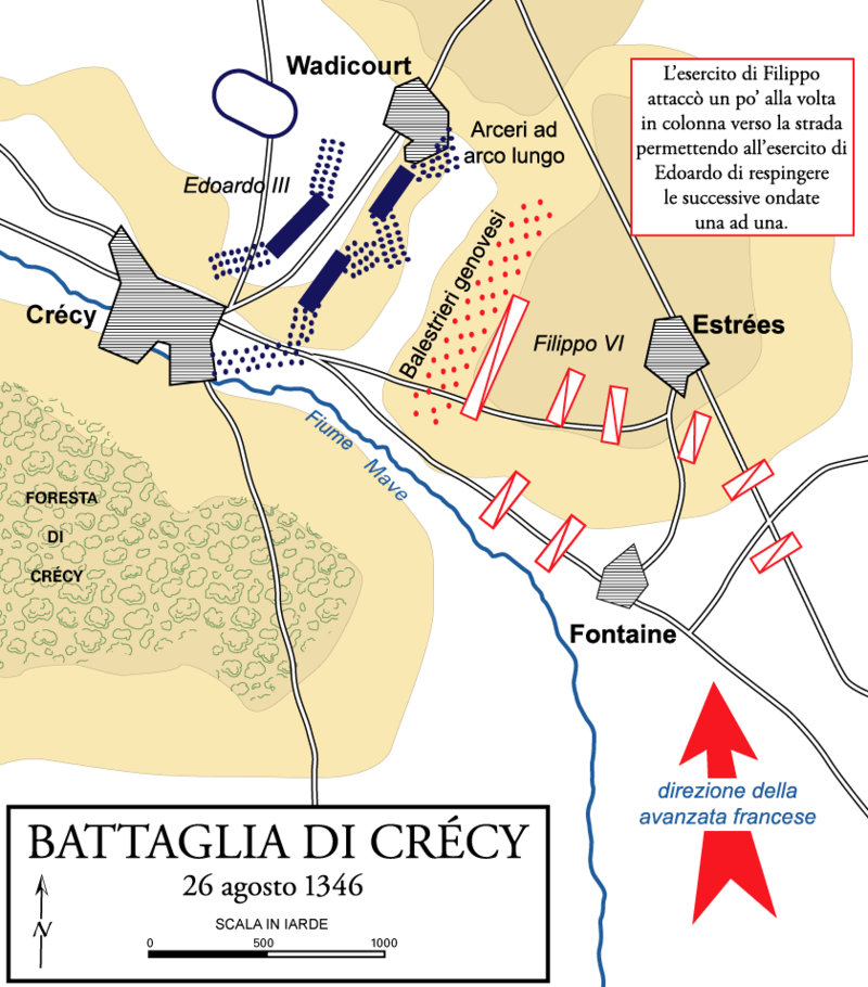 Mappa della battaglia di Crécy , The Department of History, United States Military Academy.