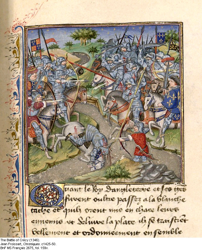 Miniatura quattrocentesca della battaglia di Crécy tratta dalle Cronache di Jean Froissart.