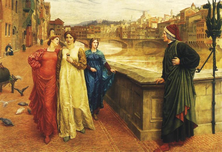 Henry Holiday, Dante incontra Beatrice al ponte Santa Trinita, 1883