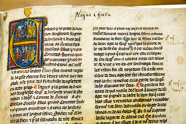 Magna Carta Cum Statutis, ca. 1325, at Harvard Law School library. Jon Chase/Harvard Staff Photographer