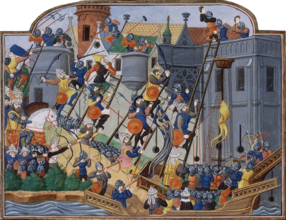Philippe de Mazerolles, L'assedio di Costantinopoli, dalla Chronique de Charles VII di Jean Chartier, 1470 ca.