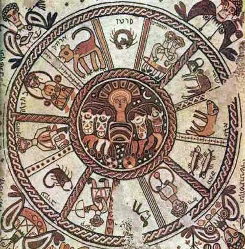 La ruota zodiacale a dodici raggi di un mosaico bizantino