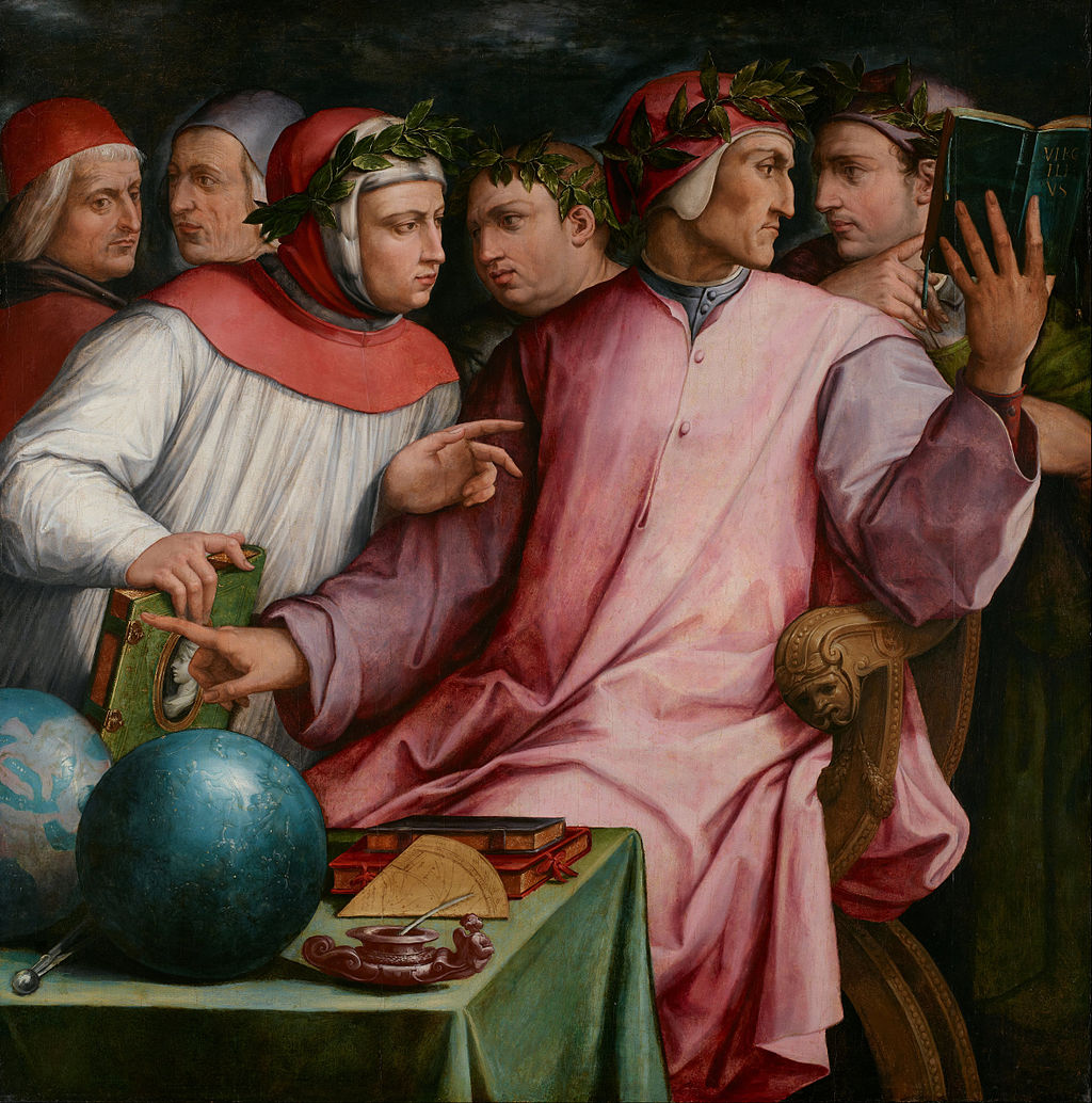 Giorgio Vasari, Sei poeti toscani da destra Cavalcanti Dante Boccaccio Petrarca Cino da Pistoia e Guittone d'Arezzo 1544 Minneapolis Institute of Art Minneapolis