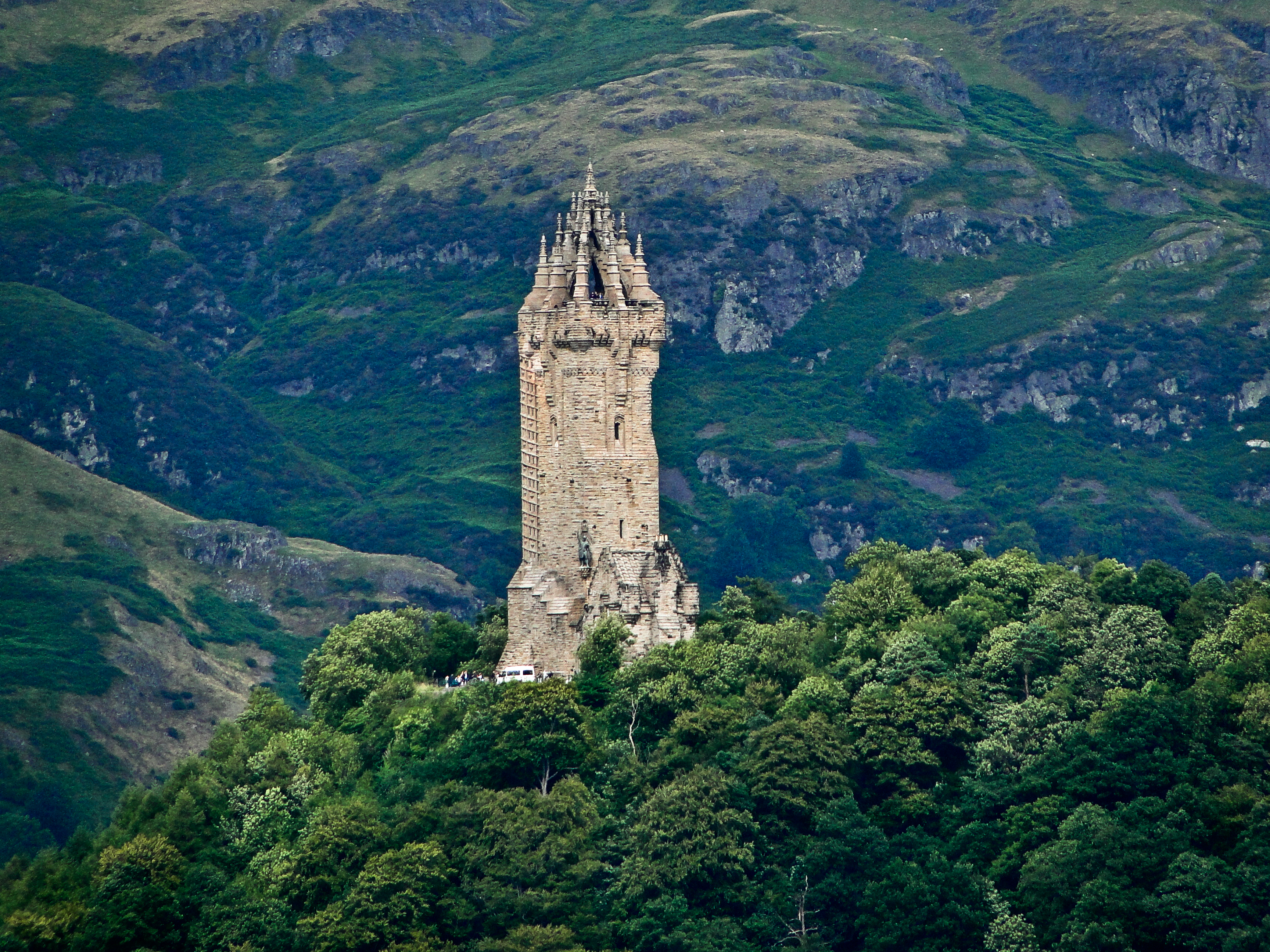 This is Wallace Monument which is visible across the way from one of the courtyards in Stirling Castle