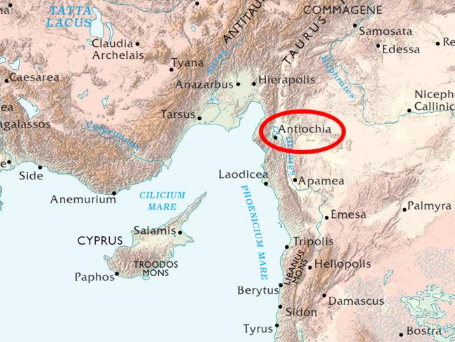 Antiochia nel 526 faceva parte della Siria romana (mappa unimeteo.net)