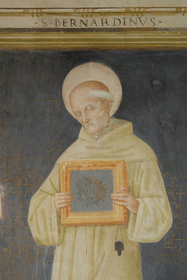 San Bernardino in un affresco della Cappella delle Rose alla Porziuncola (Santa Maria degli Angeli, Assisi)