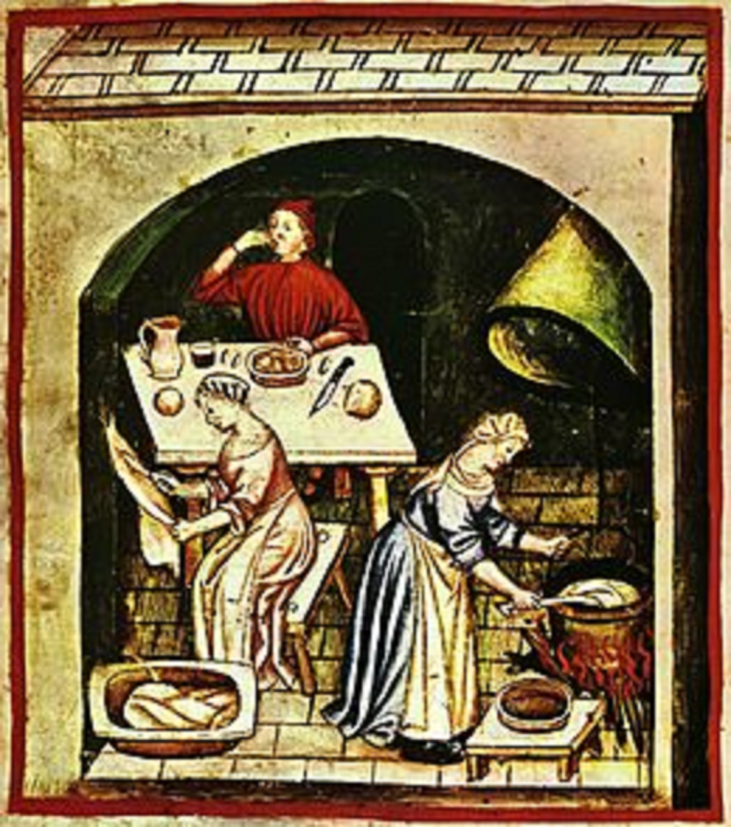 Al lavoro in cucina, Tacuinum sanitatis casanatensis (XIV secolo)