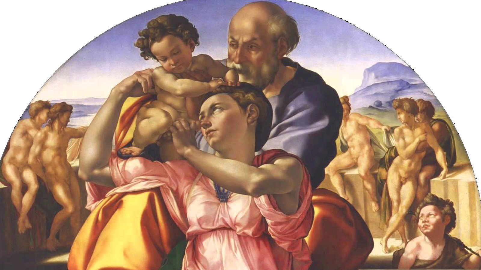 Tondo Doni, particolare, Michelangelo Buonarroti, Galleria degli Uffizi, Firenze